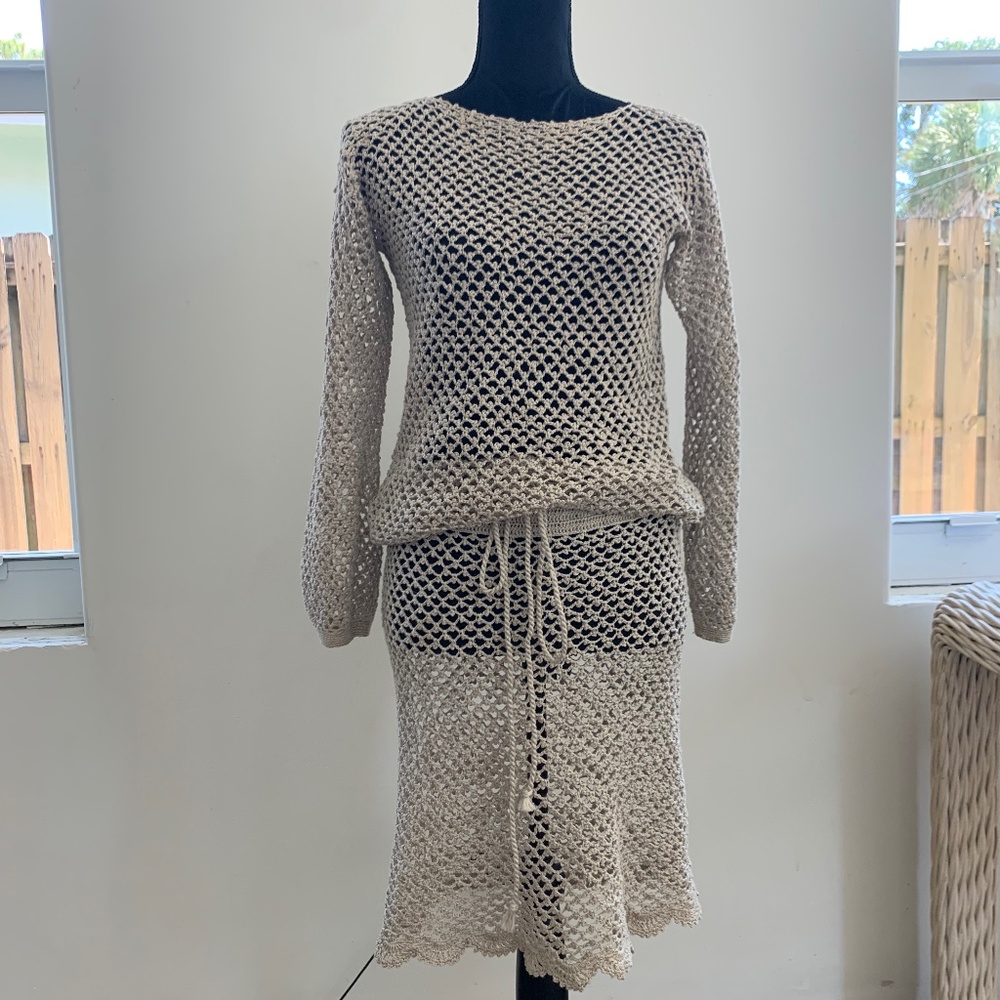 crochet 100% linen unique dress/tunic